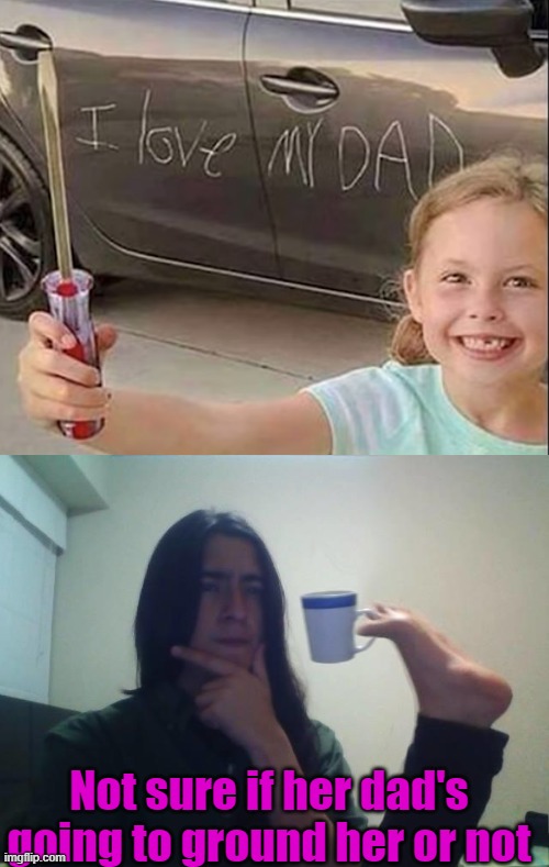 Not sure if her dad's going to ground her or not | image tagged in teacup snape | made w/ Imgflip meme maker