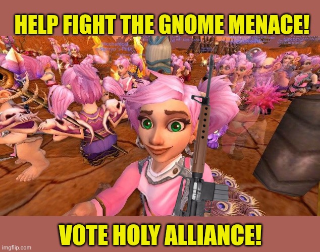 Vote Tommy & BeHapp & Napoleon & Turtle! | HELP FIGHT THE GNOME MENACE! VOTE HOLY ALLIANCE! | image tagged in dew it,vote,holy alliance | made w/ Imgflip meme maker