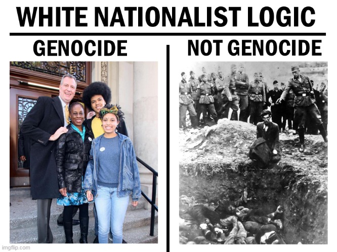 White Nationalist Logic | image tagged in white nationalist,logic,white nationalist logic,white nationalism,genocide,not genocide | made w/ Imgflip meme maker