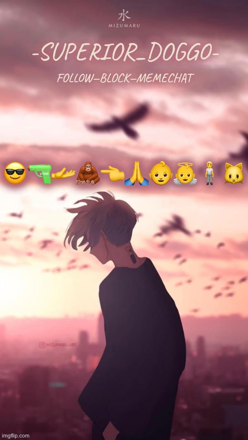 Doggos uh idk what anime announcement temp | 😎🔫🫴🦧👈🙏👶👼🧍🐱 | image tagged in doggos uh idk what anime announcement temp | made w/ Imgflip meme maker