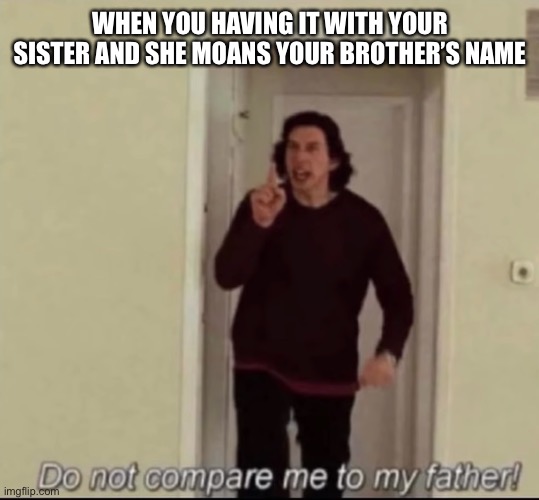 DO NOT COMPARE ME TO MY FATHER | WHEN YOU HAVING IT WITH YOUR SISTER AND SHE MOANS YOUR BROTHER’S NAME | image tagged in do not compare me to my father | made w/ Imgflip meme maker