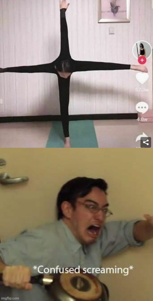 + | image tagged in filthy frank confused scream,confused,confused screaming,cursed image,plus size,help | made w/ Imgflip meme maker