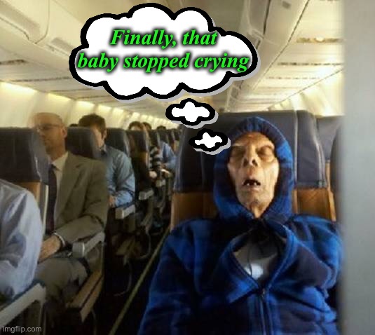 Airline passenger corpse funny | Finally, that baby stopped crying | image tagged in airline passenger corpse funny | made w/ Imgflip meme maker