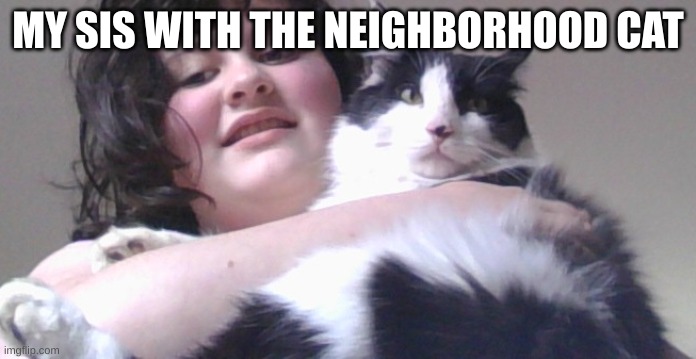 MY SIS WITH THE NEIGHBORHOOD CAT | made w/ Imgflip meme maker