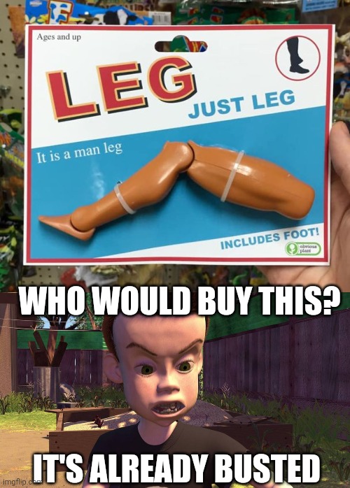 JUST WHAT I'VE ALWAYS WANTED! | WHO WOULD BUY THIS? IT'S ALREADY BUSTED | image tagged in toys,fake,toy story | made w/ Imgflip meme maker