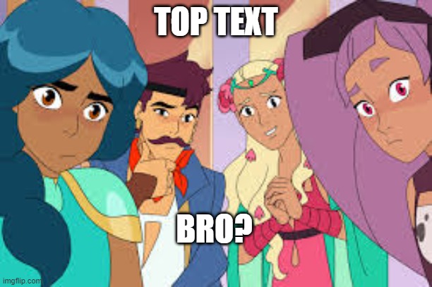 Bro? | TOP TEXT; BRO? | image tagged in she-ra | made w/ Imgflip meme maker