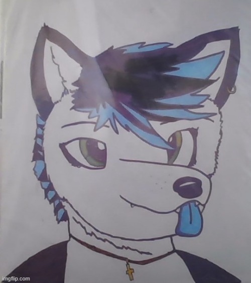 I know its a bad picture, but this is my fursona I drew | image tagged in furry,furries,fursuit | made w/ Imgflip meme maker