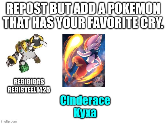 By far my fav | Cinderace
Kyxa | image tagged in pokemon,repost,cinderace,regigigas | made w/ Imgflip meme maker