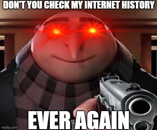 Don't EVER Check Gru's Internet History | DON'T YOU CHECK MY INTERNET HISTORY; EVER AGAIN | image tagged in angery | made w/ Imgflip meme maker