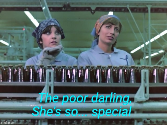 Laverne and Shirley | The poor darling, She's so... special | image tagged in laverne and shirley | made w/ Imgflip meme maker