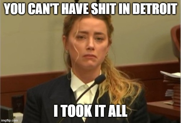 Amber Turd | YOU CAN'T HAVE SHIT IN DETROIT; I TOOK IT ALL | image tagged in amber turd | made w/ Imgflip meme maker