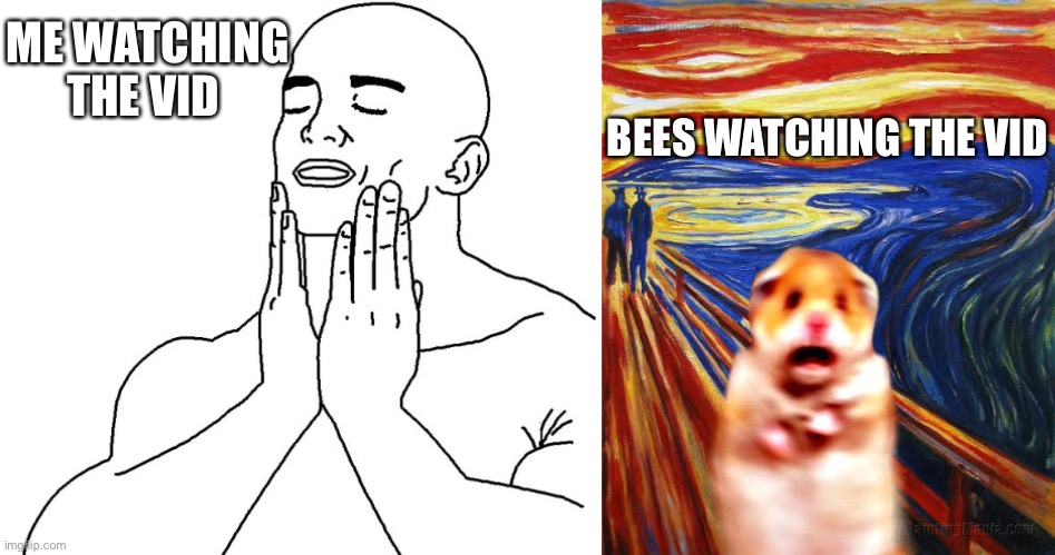 ME WATCHING THE VID; BEES WATCHING THE VID | image tagged in men touching face | made w/ Imgflip meme maker