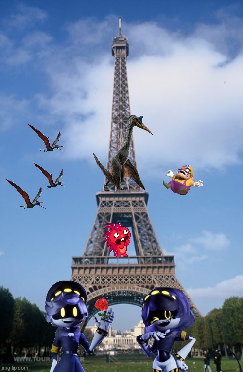 Wario gets pushed off by a Quetzalcouatlus on the Eiffel Tower anf fell to his death.mp3 | image tagged in wario dies,wario,jurassic world,jurassic park,murder drones,happy tree friends | made w/ Imgflip meme maker
