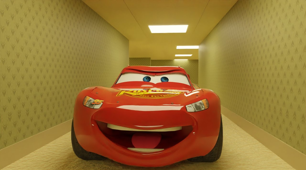 Lightning Mcqueen in the Backrooms Blank Meme Template