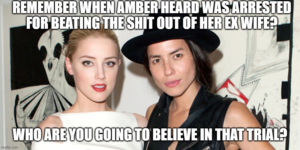 Amber Heard Ex wife |  REMEMBER WHEN AMBER HEARD WAS ARRESTED FOR BEATING THE SHIT OUT OF HER EX WIFE? WHO ARE YOU GOING TO BELIEVE IN THAT TRIAL? | image tagged in amber heard,tasya van ree,johnny depp,justice for johnny,domestic abuse,domestic violence | made w/ Imgflip meme maker