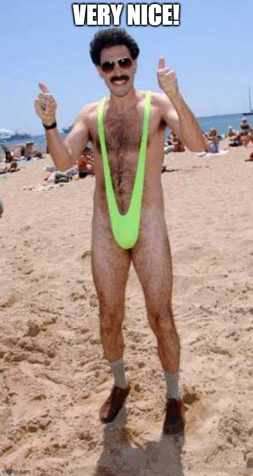 Beach Borat like  | VERY NICE! | image tagged in beach borat like | made w/ Imgflip meme maker