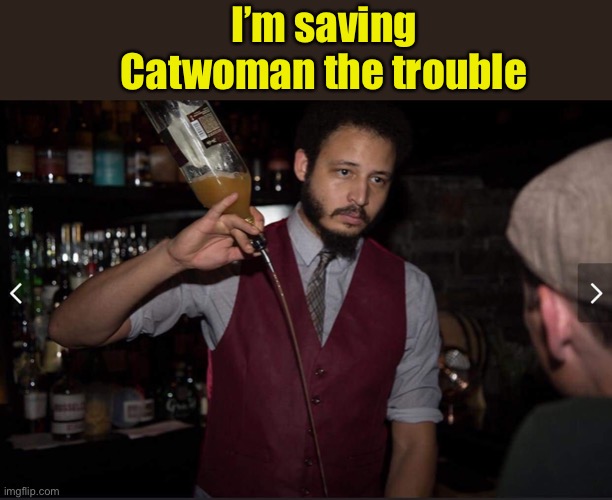 Annoyed bartender | I’m saving Catwoman the trouble | image tagged in annoyed bartender | made w/ Imgflip meme maker