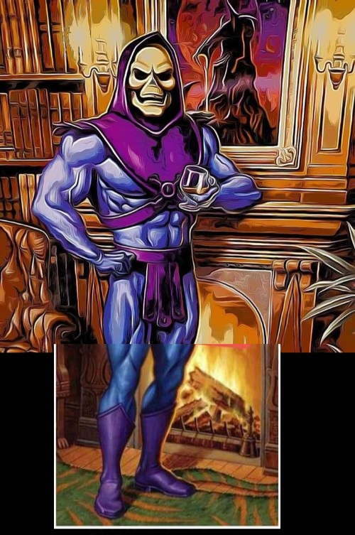 Skeletor relaxing at home Blank Meme Template