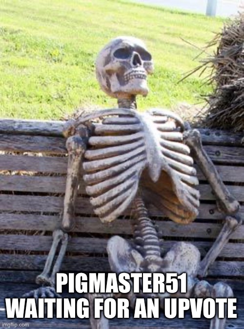 Waiting Skeleton Meme | PIGMASTER51 WAITING FOR AN UPVOTE | image tagged in memes,waiting skeleton | made w/ Imgflip meme maker