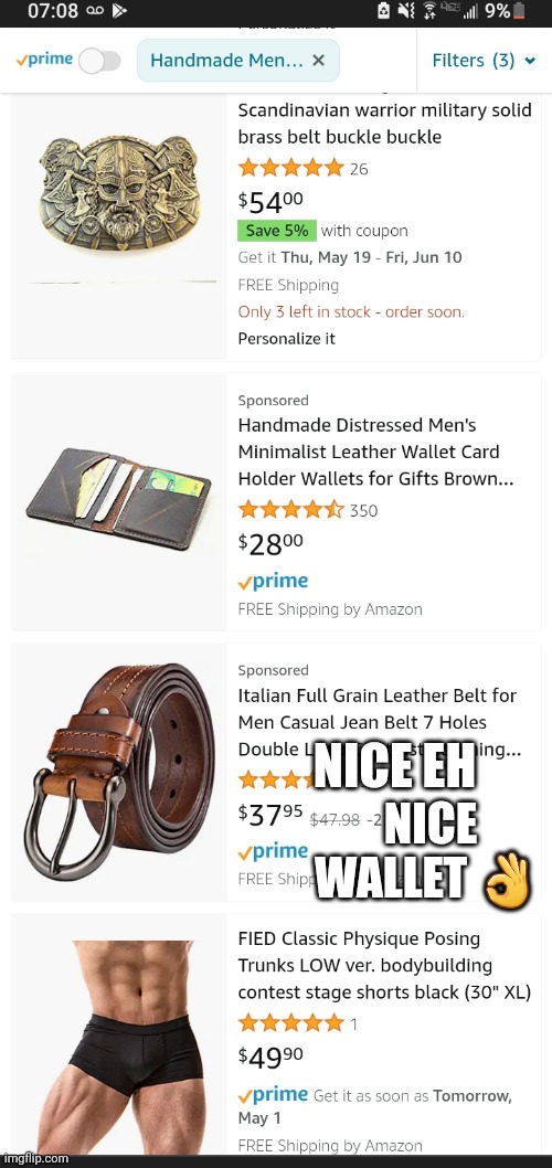 NICE EH; NICE WALLET 👌 | made w/ Imgflip meme maker