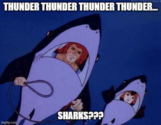 I Must've Missed This Episode |  THUNDER THUNDER THUNDER THUNDER... SHARKS??? | image tagged in classic cartoons,thundercats | made w/ Imgflip meme maker