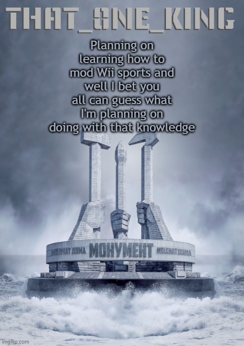Planning on learning how to mod Wii sports and well I bet you all can guess what I'm planning on doing with that knowledge | made w/ Imgflip meme maker