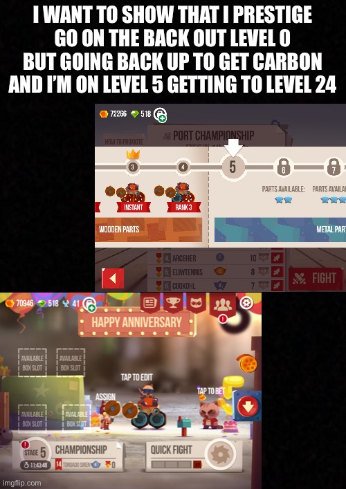 Yo guys | I WANT TO SHOW THAT I PRESTIGE GO ON THE BACK OUT LEVEL 0 BUT GOING BACK UP TO GET CARBON AND I’M ON LEVEL 5 GETTING TO LEVEL 24 | image tagged in blank | made w/ Imgflip meme maker