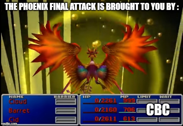 You'll go to... (Not Slytherin, not Slytherin...)... hummm... GRYFFINDOR!!! | THE PHOENIX FINAL ATTACK IS BROUGHT TO YOU BY :; CBC | image tagged in link,final fantasy 7,phoenix,attack,its finally over,soon | made w/ Imgflip meme maker
