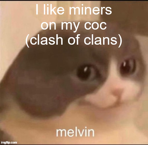 melvin | I like miners on my coc (clash of clans) | image tagged in shitpost status,melvin | made w/ Imgflip meme maker