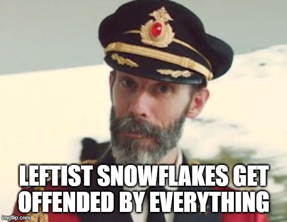 LMAO! | LEFTIST SNOWFLAKES GET
OFFENDED BY EVERYTHING | image tagged in captain obvious,lmao,lmfao,snowflakes,leftists,offended | made w/ Imgflip meme maker