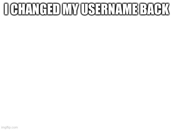 Blank White Template | I CHANGED MY USERNAME BACK | image tagged in blank white template | made w/ Imgflip meme maker