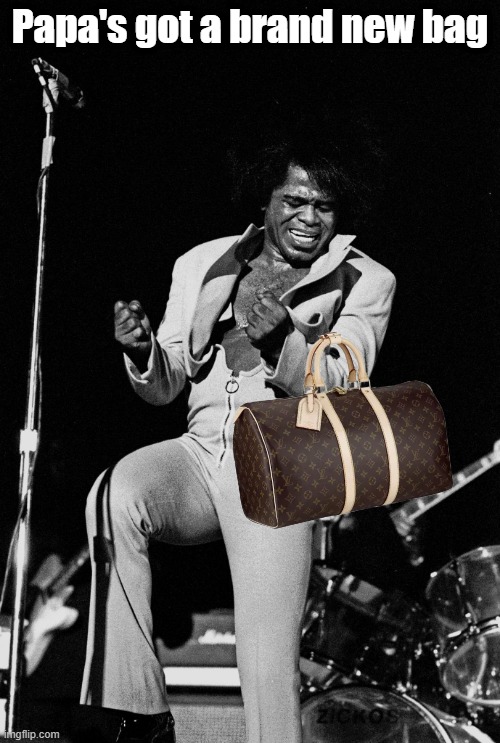 Papa's got a brand new bag | Papa's got a brand new bag | image tagged in james brown get down | made w/ Imgflip meme maker