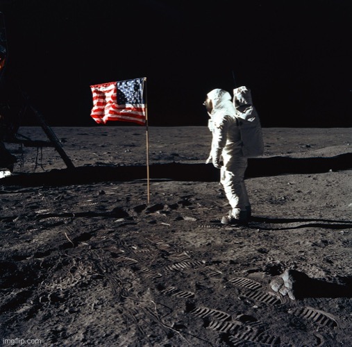 USA flag on moon | image tagged in usa flag on moon | made w/ Imgflip meme maker