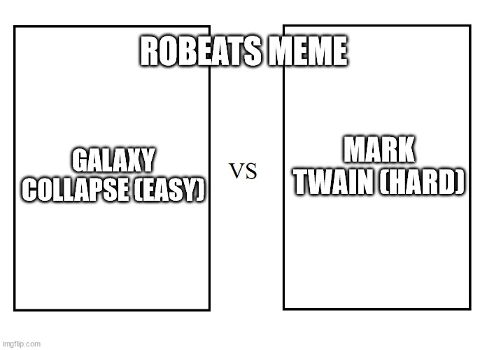 versus | ROBEATS MEME; MARK TWAIN (HARD); GALAXY COLLAPSE (EASY) | image tagged in versus | made w/ Imgflip meme maker
