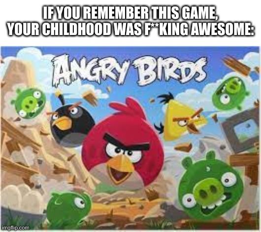 Remember this game? | IF YOU REMEMBER THIS GAME, YOUR CHILDHOOD WAS F**KING AWESOME: | image tagged in angry birds | made w/ Imgflip meme maker