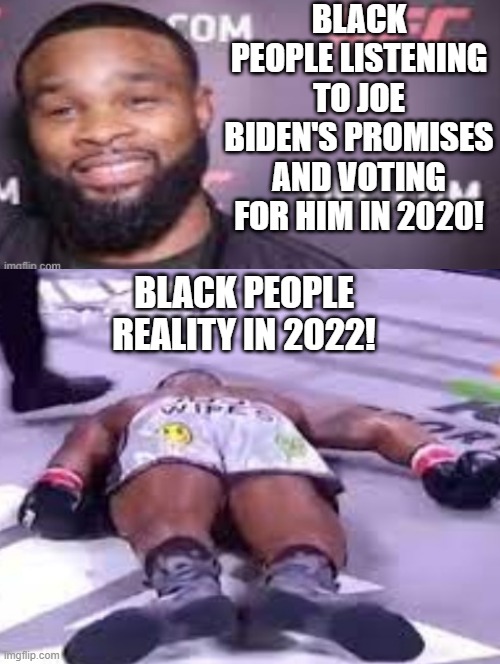 Biden's lies versus reality!! | BLACK PEOPLE LISTENING TO JOE BIDEN'S PROMISES AND VOTING FOR HIM IN 2020! BLACK PEOPLE REALITY IN 2022! | image tagged in truth hurts,expectation vs reality,biden | made w/ Imgflip meme maker