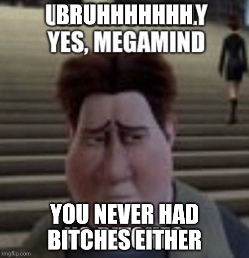 unfortunately yes, megamind no bitches | BRUHHHHHHH YOU NEVER HAD BITCHES EITHER | image tagged in unfortunately yes megamind no bitches | made w/ Imgflip meme maker