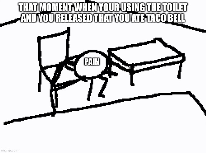 That moment when | THAT MOMENT WHEN YOUR USING THE TOILET AND YOU RELEASED THAT YOU ATE TACO BELL; PAIN | image tagged in oh my god i don t care | made w/ Imgflip meme maker
