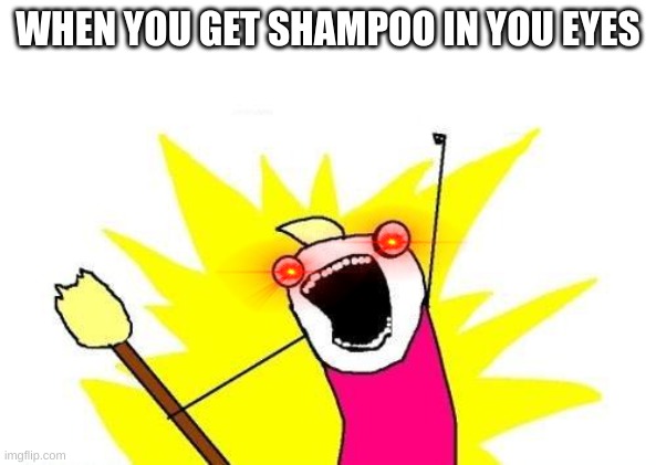Shampoo | WHEN YOU GET SHAMPOO IN YOU EYES | image tagged in memes,x all the y | made w/ Imgflip meme maker