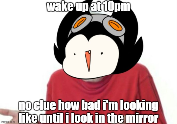 looking in the mirror | wake up at 10pm; no clue how bad i'm looking like until i look in the mirror | image tagged in idk,memes | made w/ Imgflip meme maker