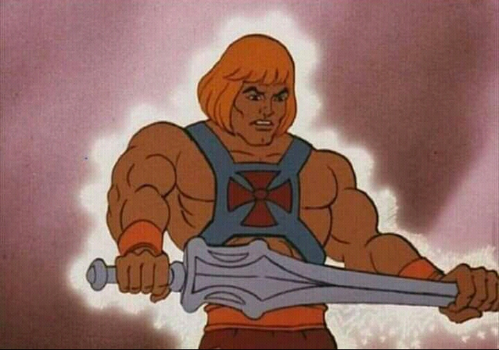 High Quality He Man glowing power sword magic Blank Meme Template