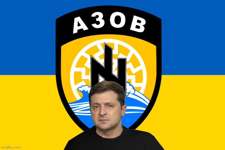 High Quality Zelensky Azov Battalion logo Ukraine flag Blank Meme Template