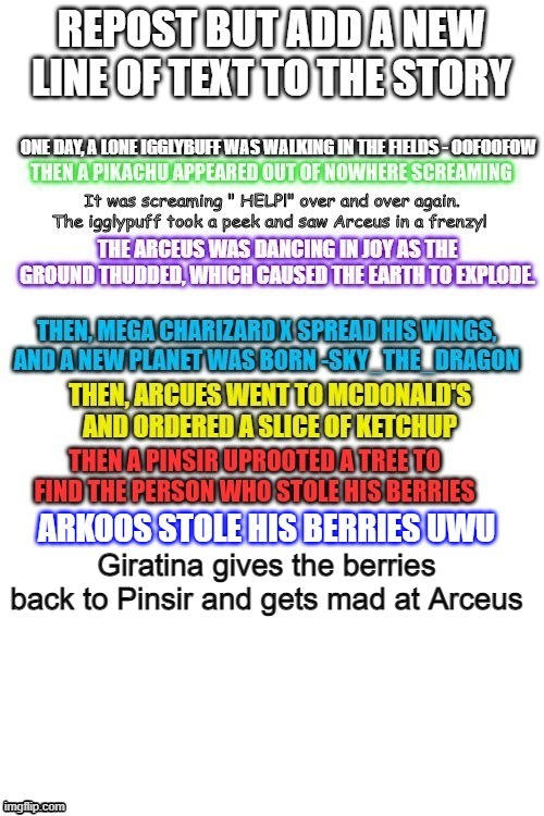 Giratina gives the berries back to Pinsir and gets mad at Arceus | made w/ Imgflip meme maker