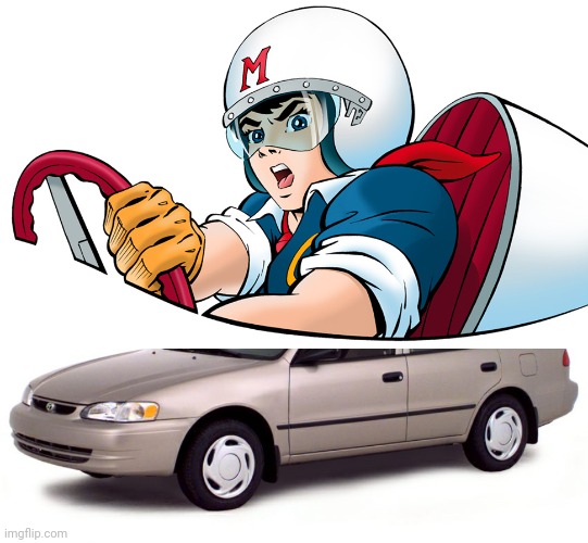 image tagged in speed racer,2000 toyota corolla | made w/ Imgflip meme maker