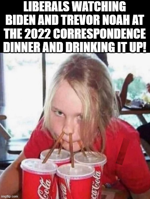 Liberals Watching Biden and Trevor Noah at the 2022 Correspondence Dinner and Drinking Up | LIBERALS WATCHING BIDEN AND TREVOR NOAH AT THE 2022 CORRESPONDENCE DINNER AND DRINKING IT UP! | image tagged in morons,idiots | made w/ Imgflip meme maker