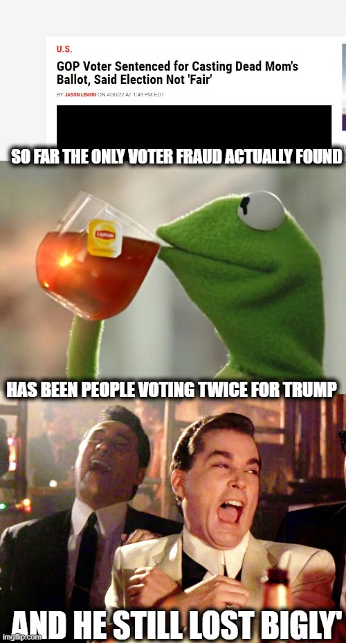 He did not win either election. He did win a 'selection' once, but never an 'election' | SO FAR THE ONLY VOTER FRAUD ACTUALLY FOUND; HAS BEEN PEOPLE VOTING TWICE FOR TRUMP; AND HE STILL LOST BIGLY' | image tagged in memes,but that's none of my business,good fellas hilarious,politics,corruption,voter fraud | made w/ Imgflip meme maker