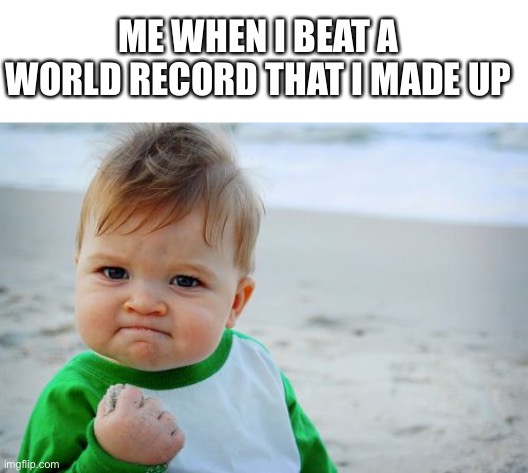 Nice |  ME WHEN I BEAT A WORLD RECORD THAT I MADE UP | image tagged in memes,success kid original | made w/ Imgflip meme maker