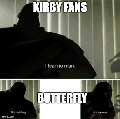 BUTTER, FLY |  KIRBY FANS; BUTTERFLY | image tagged in i fear no man | made w/ Imgflip meme maker