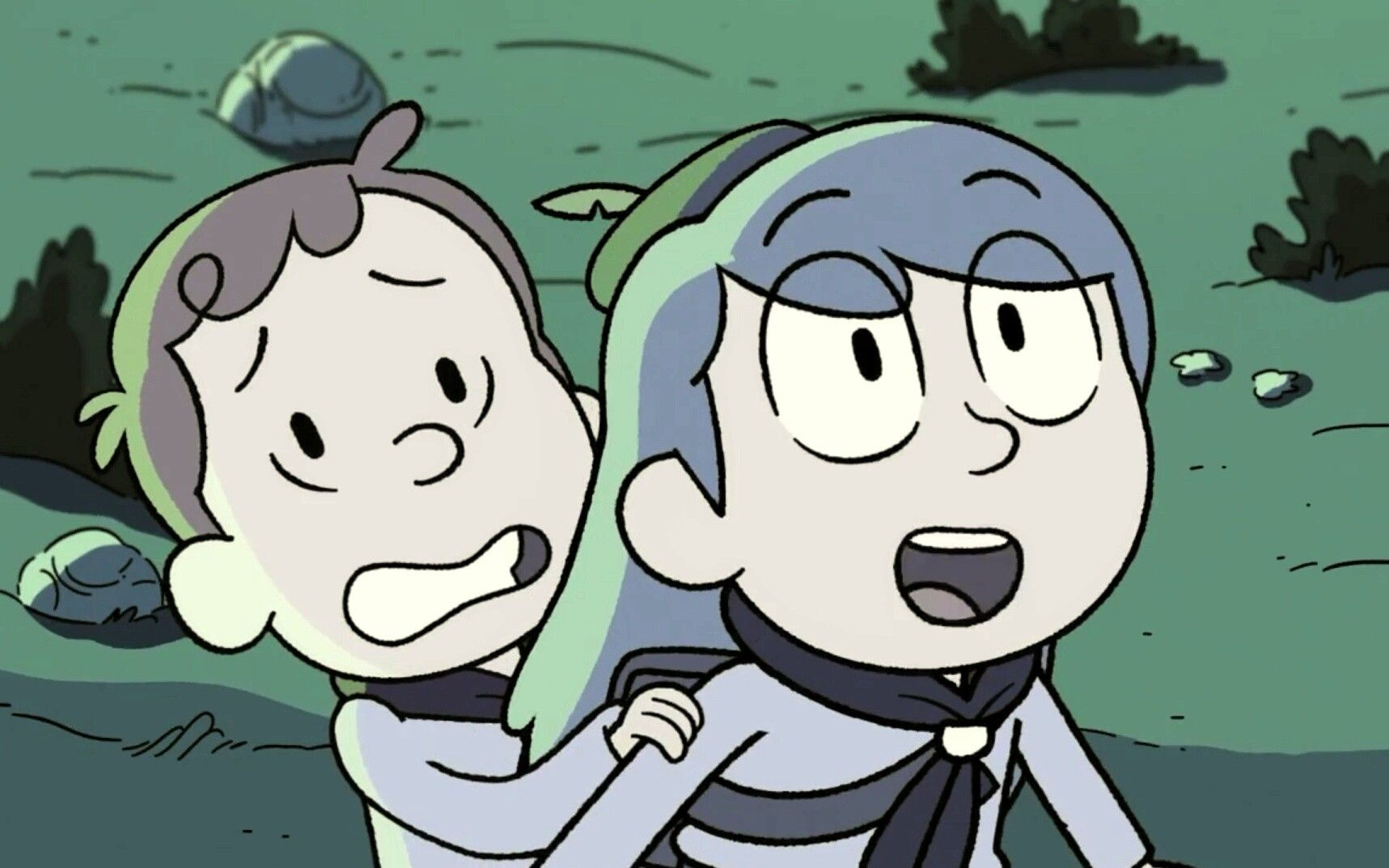 High Quality Hilda and David seeing something scawy Blank Meme Template