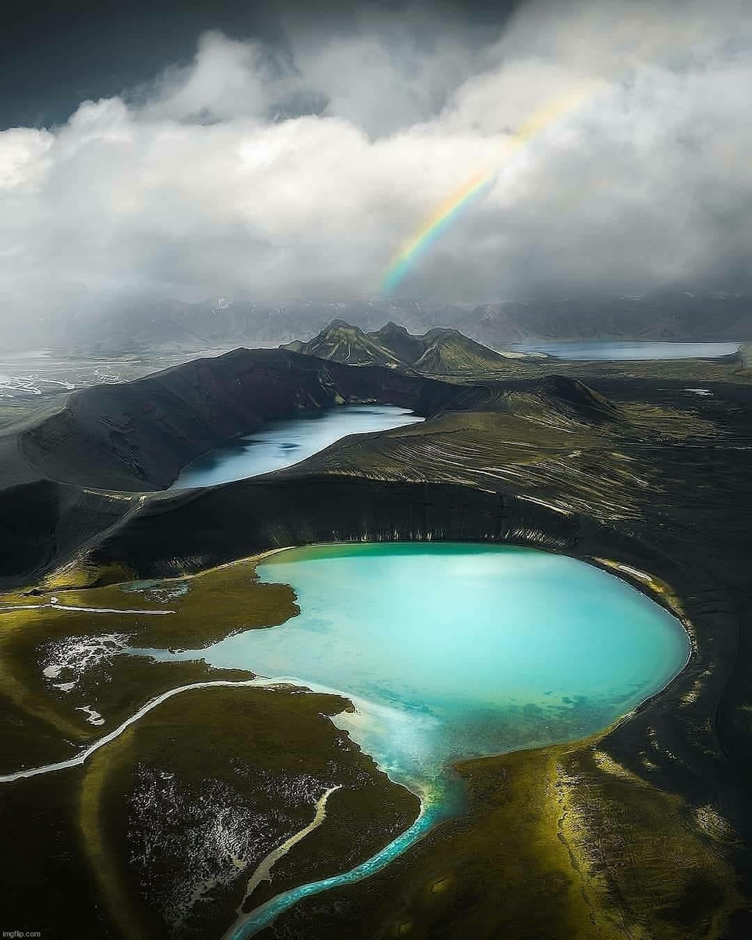 Twin Lakes Iceland | image tagged in awesome | made w/ Imgflip meme maker